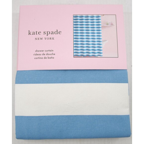 $50 KATE SPADE‎ blue cabana stripe 100% Cotton Shower Curtain 72x72 inch - Picture 1 of 2